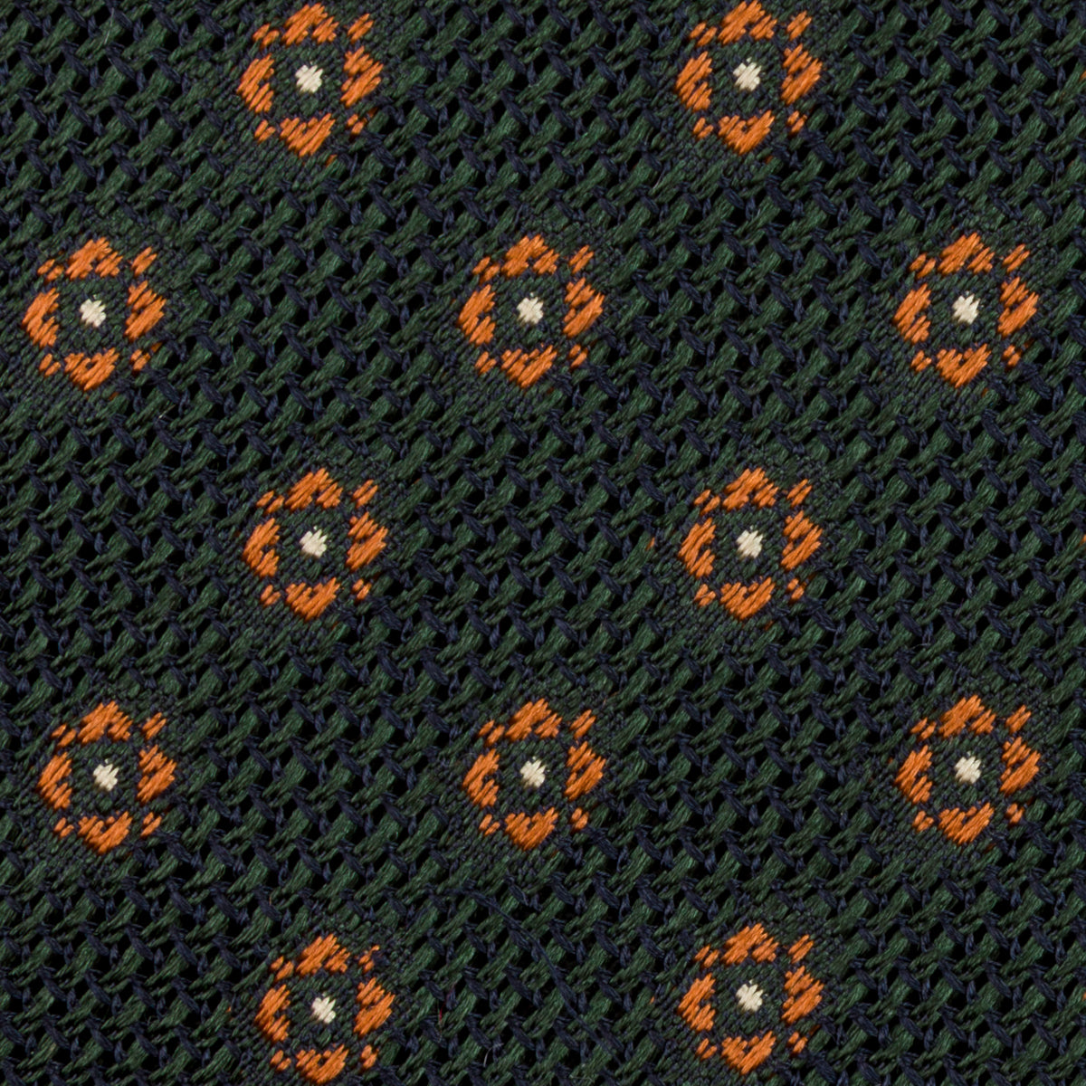 Floral Fina Grenadine Silk Tie - Forest - Hand-Rolled