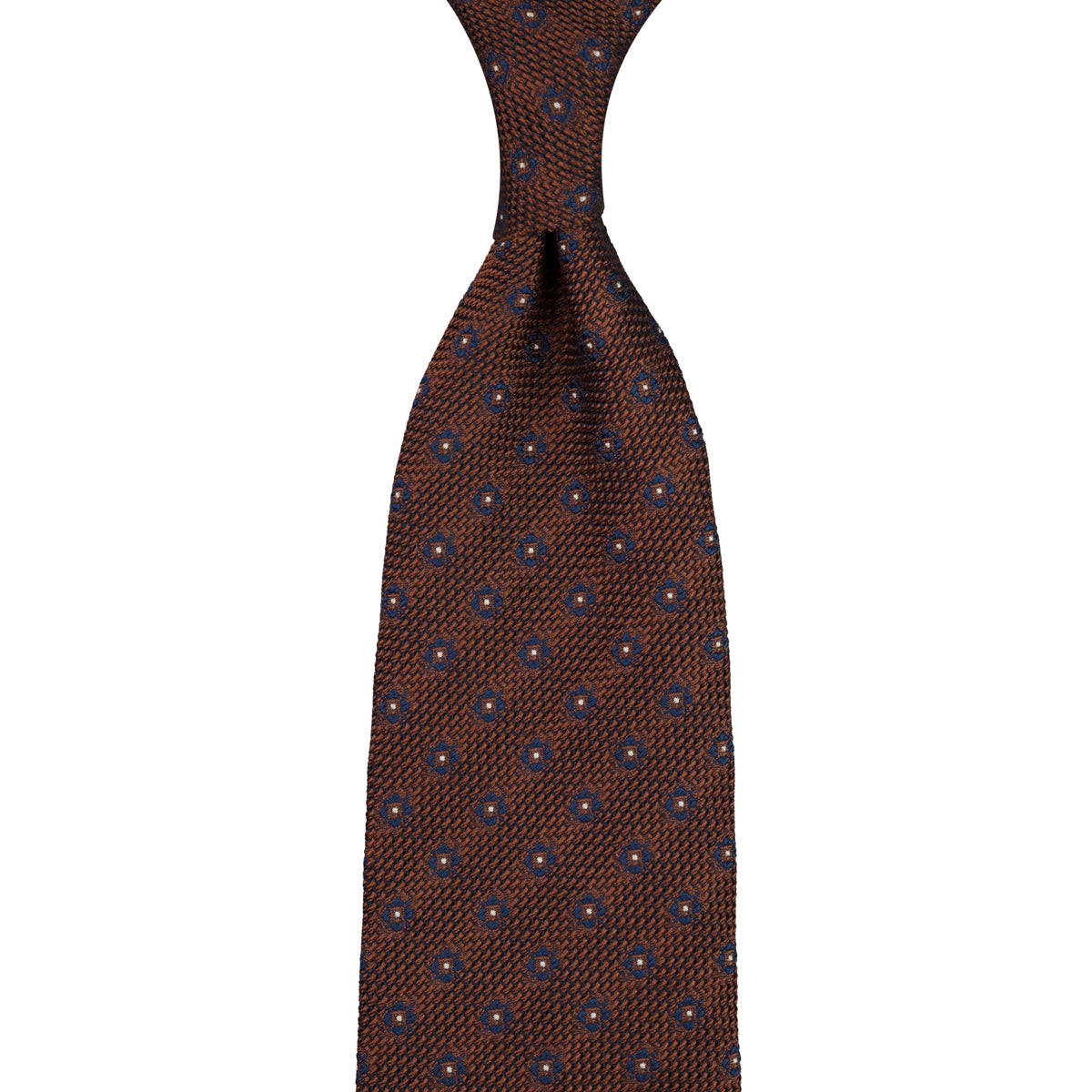 Floral Fina Grenadine Silk Tie - Copper - Hand-Rolled