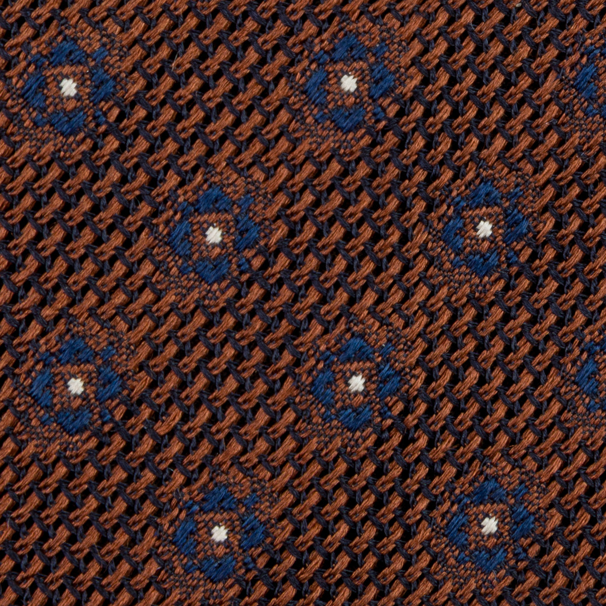 Floral Fina Grenadine Silk Tie - Copper - Hand-Rolled