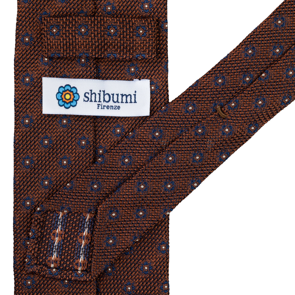 Floral Fina Grenadine Silk Tie - Copper - Hand-Rolled