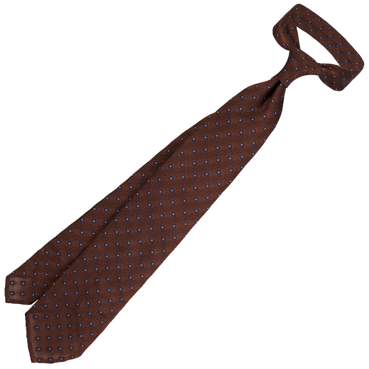 Floral Fina Grenadine Silk Tie - Copper - Hand-Rolled