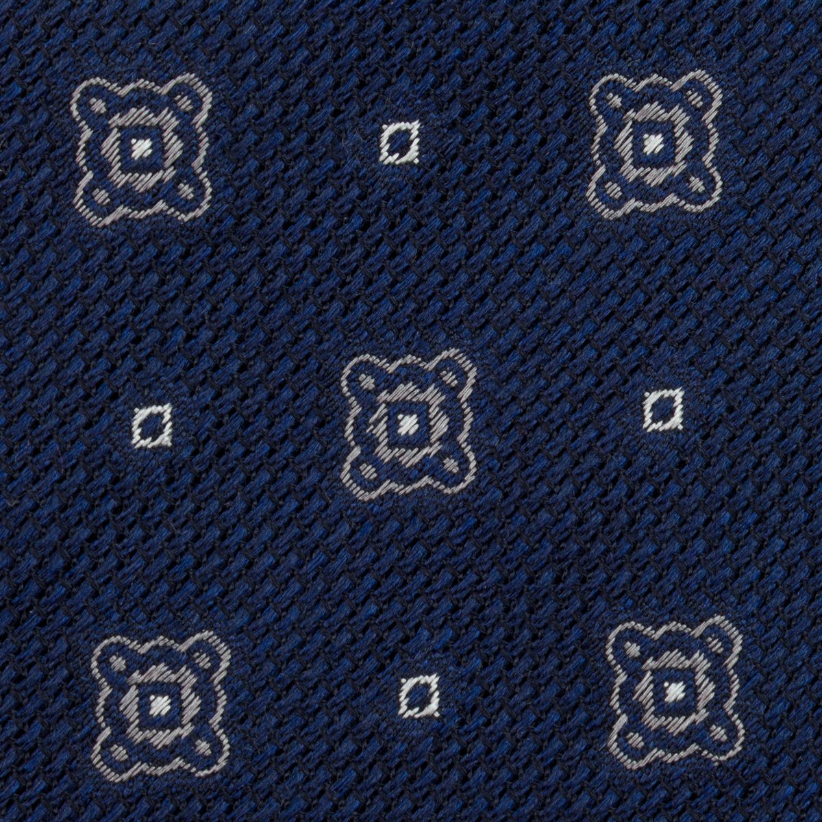 Floral Fina Grenadine Silk Tie - Light Navy - Hand-Rolled