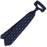 Floral Fina Grenadine Silk Tie - Light Navy - Hand-Rolled