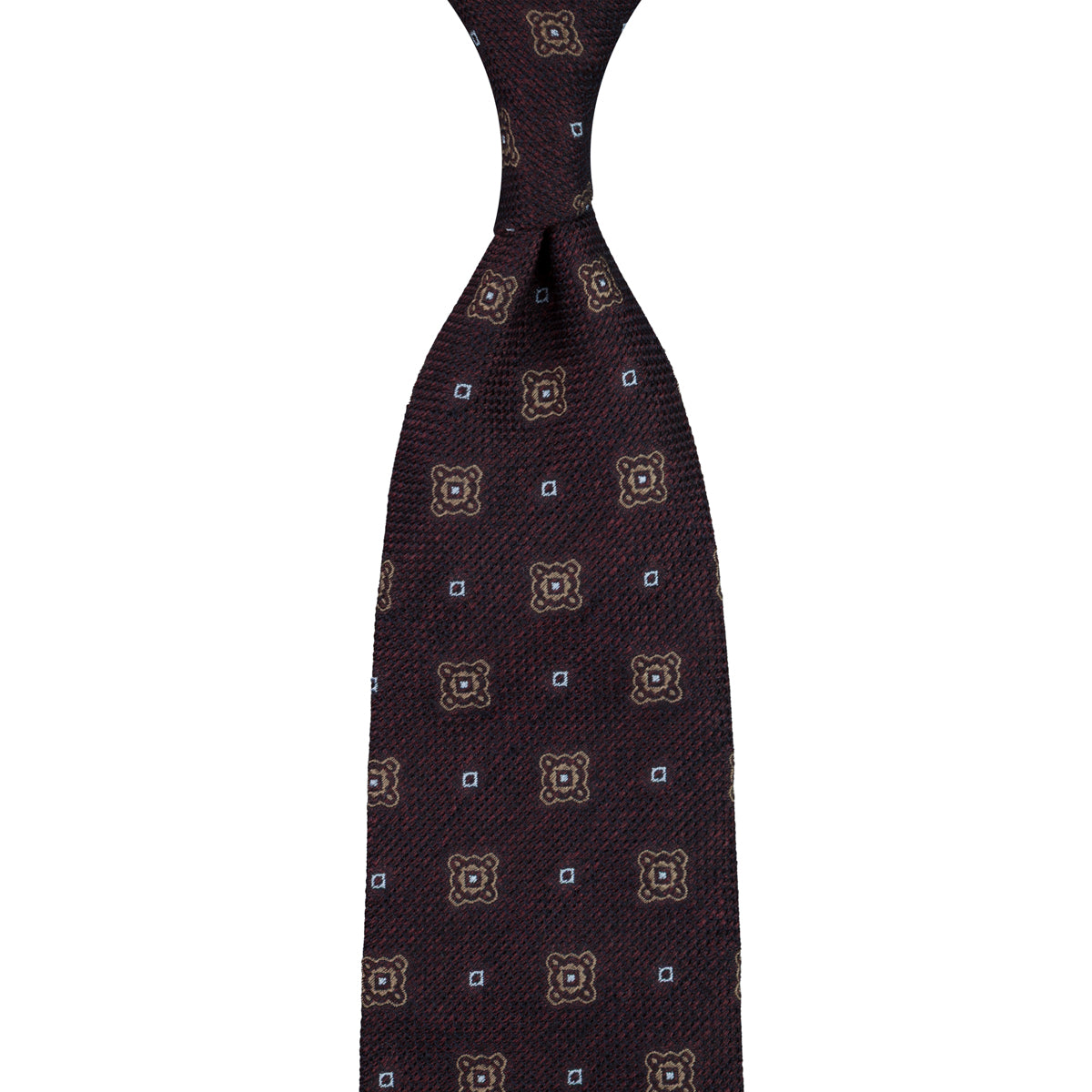 Floral Fina Grenadine Silk Tie - Espresso - Hand-Rolled