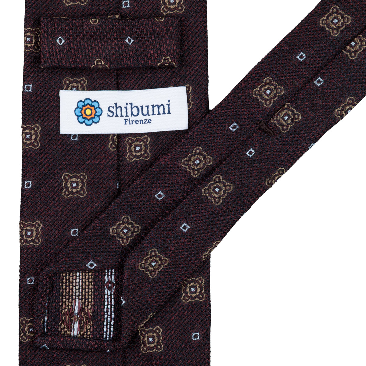 Floral Fina Grenadine Silk Tie - Espresso - Hand-Rolled