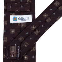 Floral Fina Grenadine Silk Tie - Espresso - Hand-Rolled
