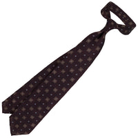 Floral Fina Grenadine Silk Tie - Espresso - Hand-Rolled