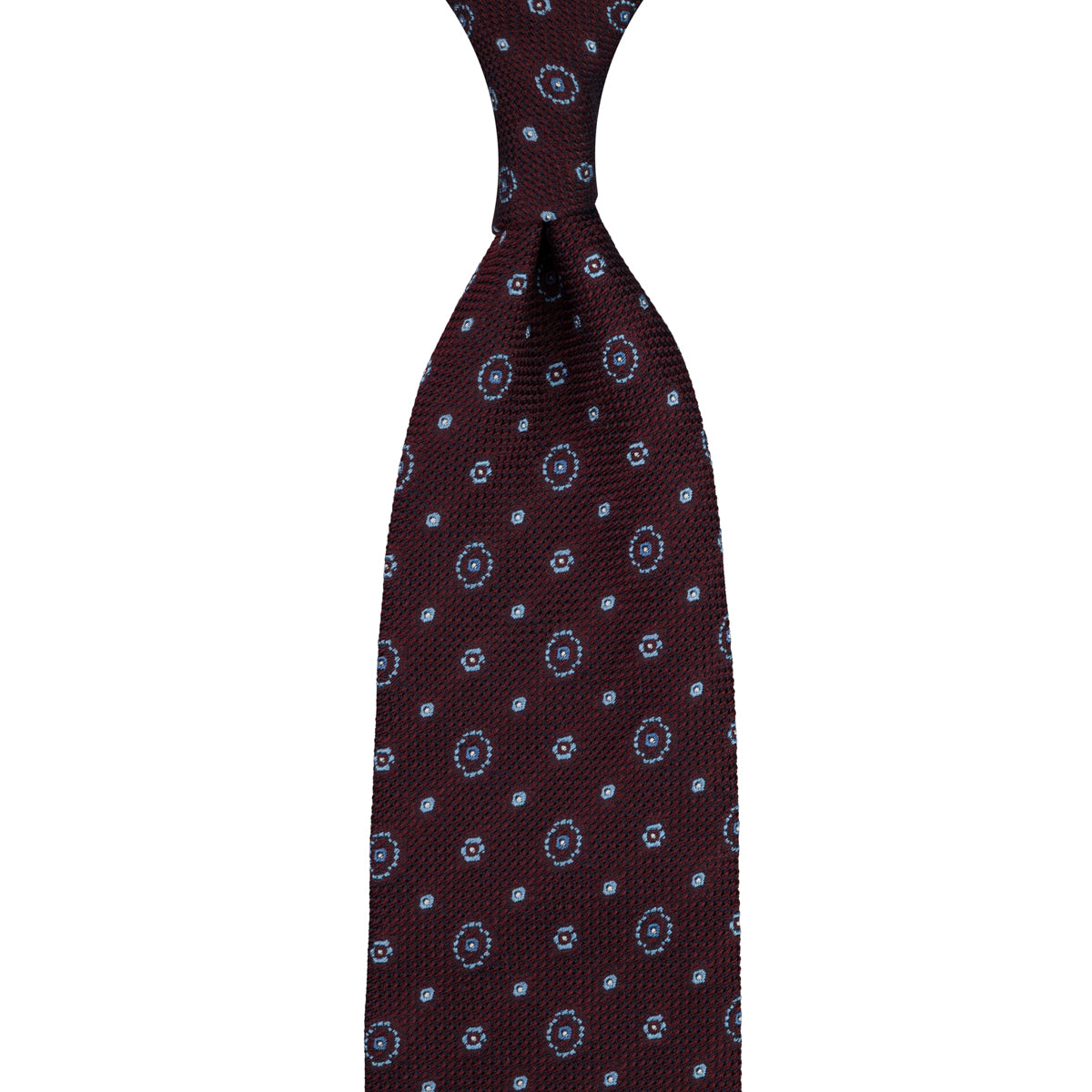 Floral Fina Grenadine Silk Tie - Burgundy - Hand-Rolled