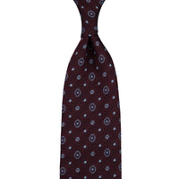 Floral Fina Grenadine Silk Tie - Burgundy - Hand-Rolled