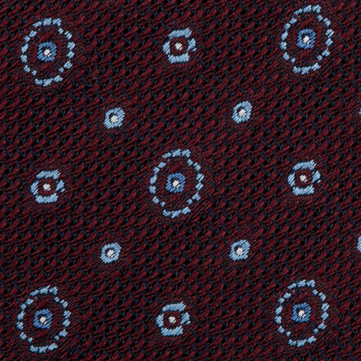 Floral Fina Grenadine Silk Tie - Burgundy - Hand-Rolled