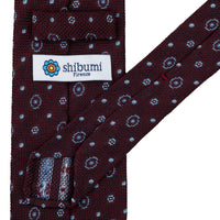 Floral Fina Grenadine Silk Tie - Burgundy - Hand-Rolled
