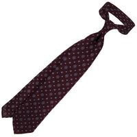 Floral Fina Grenadine Silk Tie - Burgundy - Hand-Rolled
