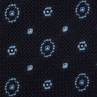Floral Fina Grenadine Silk Tie - Navy - Hand-Rolled