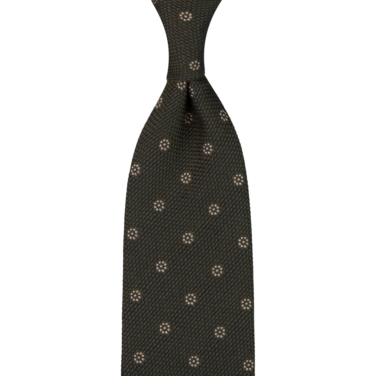 Floral Cashmere / Silk Fina Grenadine Tie - Dark Olive