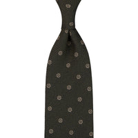 Floral Cashmere / Silk Fina Grenadine Tie - Dark Olive