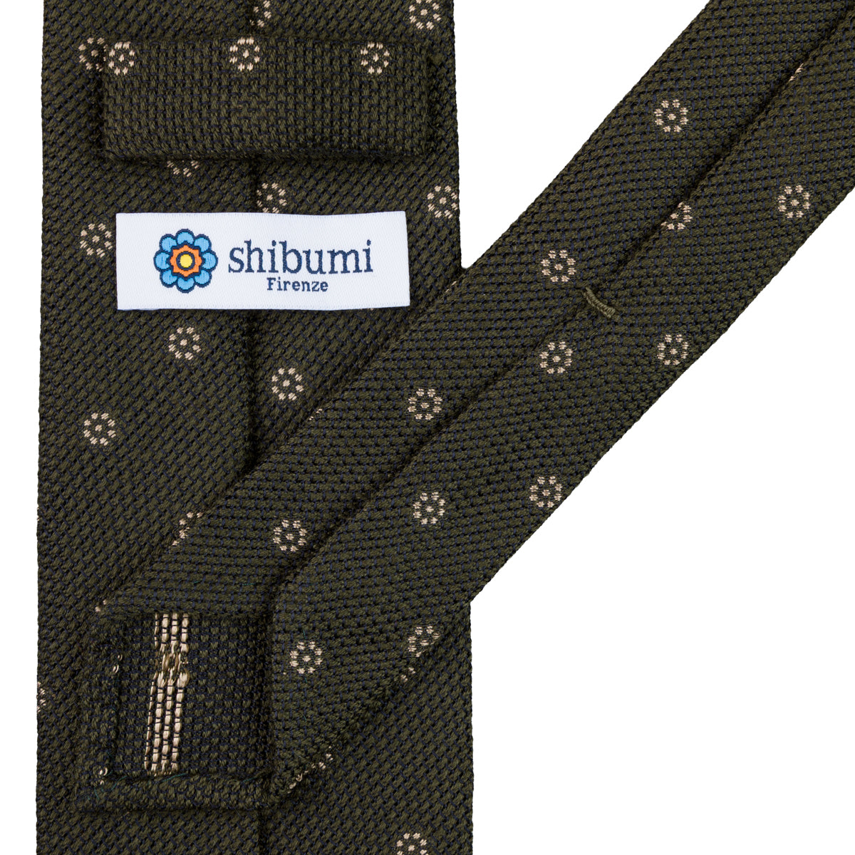 Floral Cashmere / Silk Fina Grenadine Tie - Dark Olive