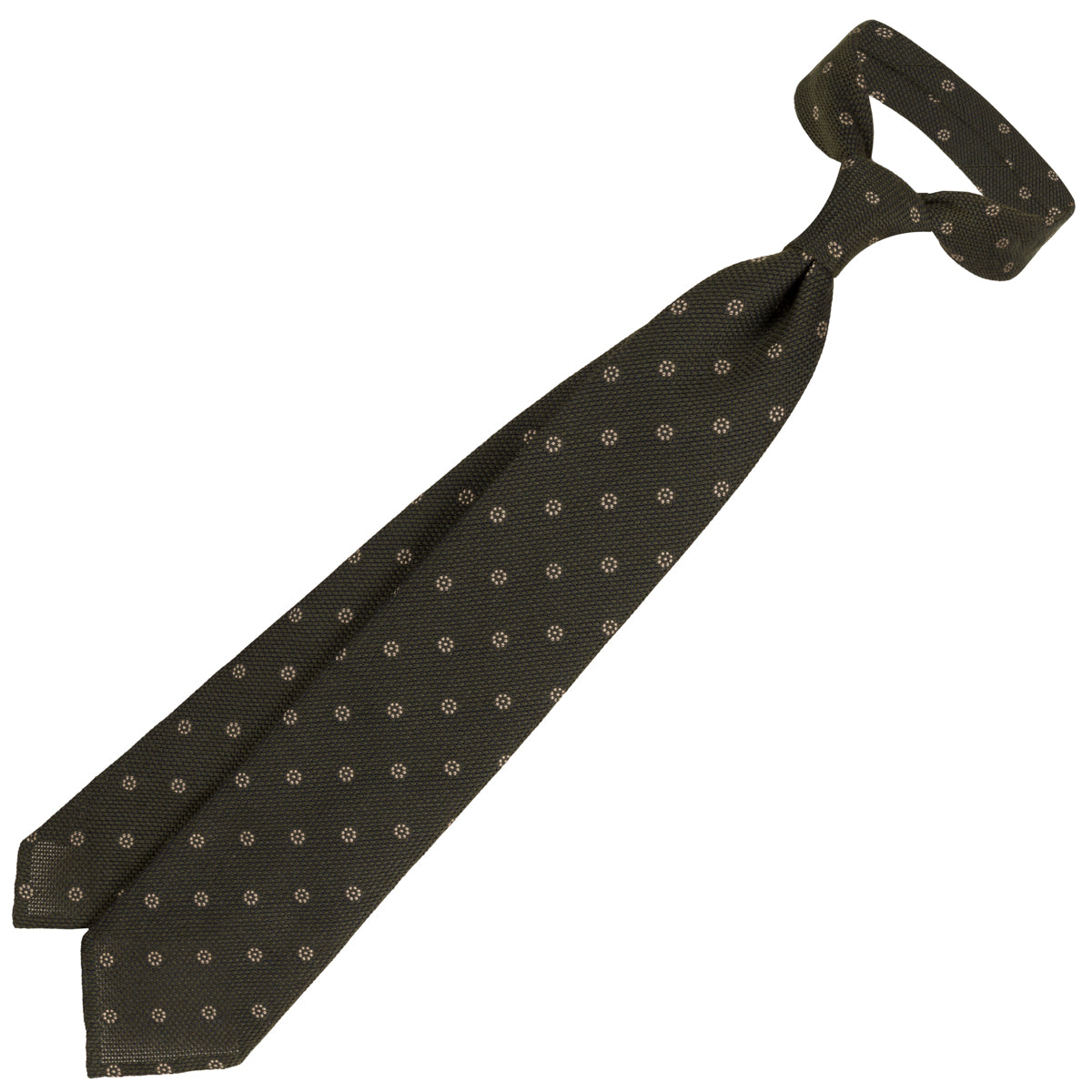 Floral Cashmere / Silk Fina Grenadine Tie - Dark Olive