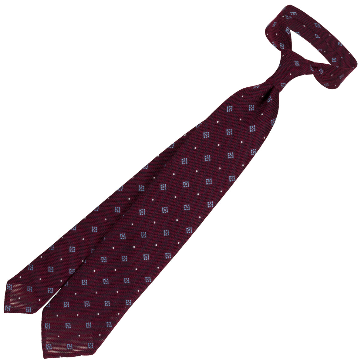 Floral Cashmere / Silk Fina Grenadine Tie - Burgundy