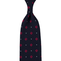 Floral Cashmere / Silk Fina Grenadine Tie - Navy