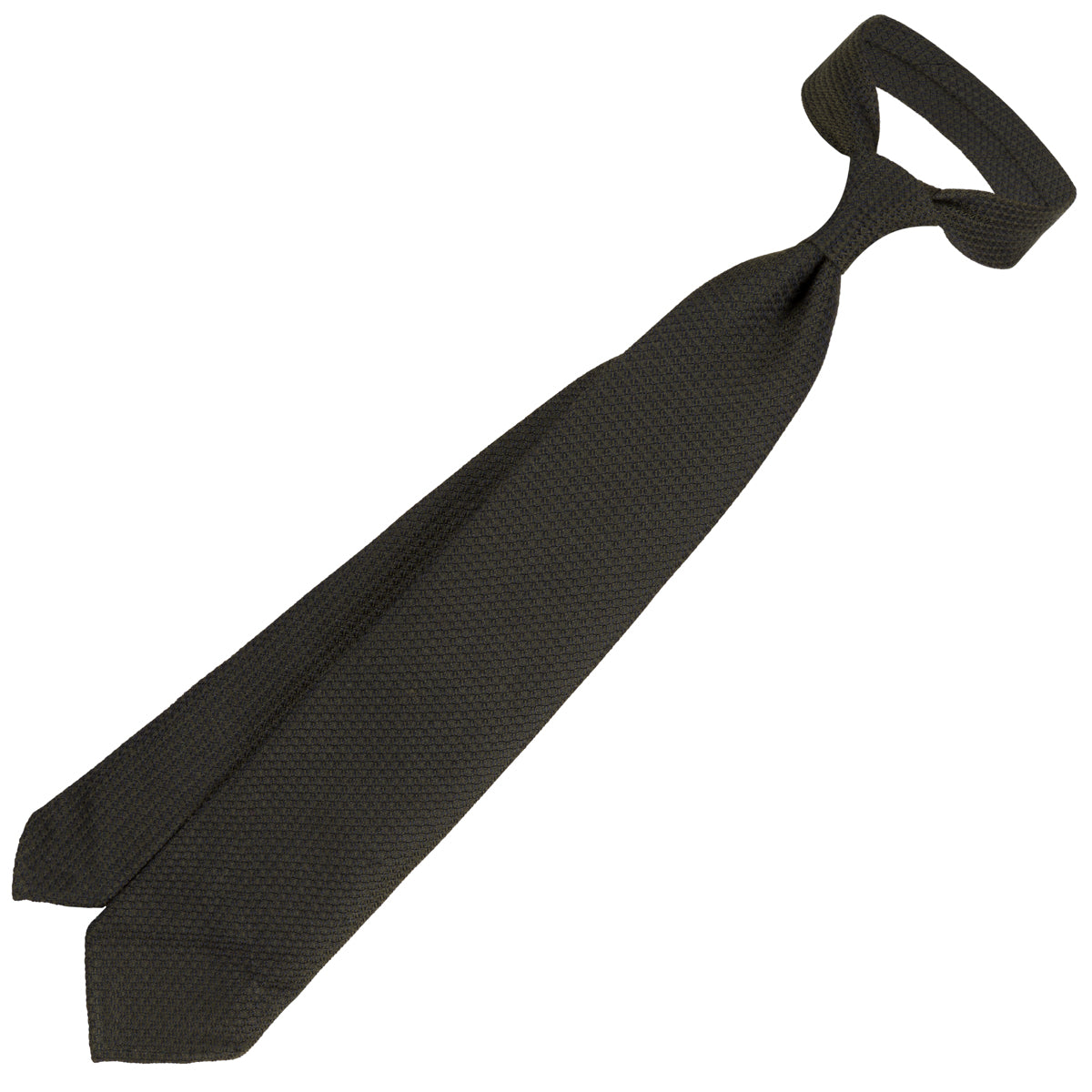 Plain Cashmere / Silk Grossa Grenadine Tie - Dark Olive