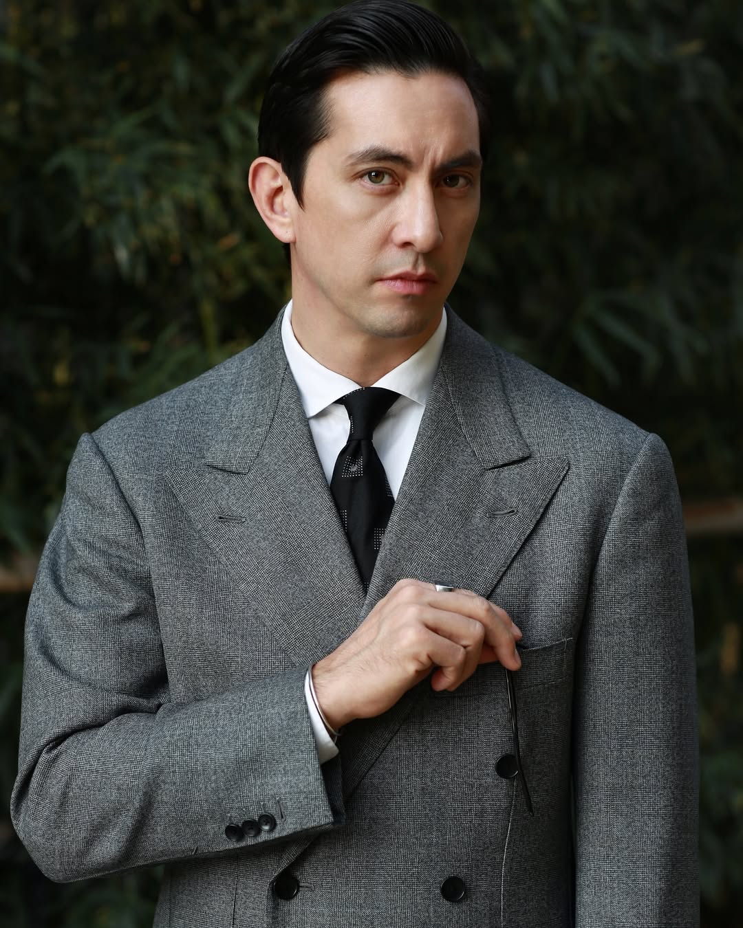 Geometrical Jacquard Silk Tie - Black - Hand-Rolled