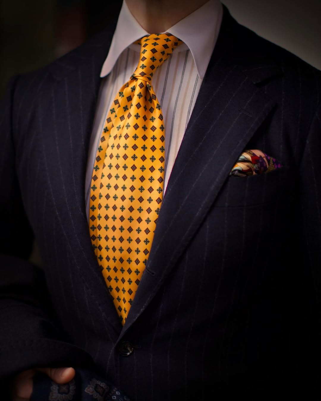 Floral Printed Silk Tie - Honey - Hand-Rolled