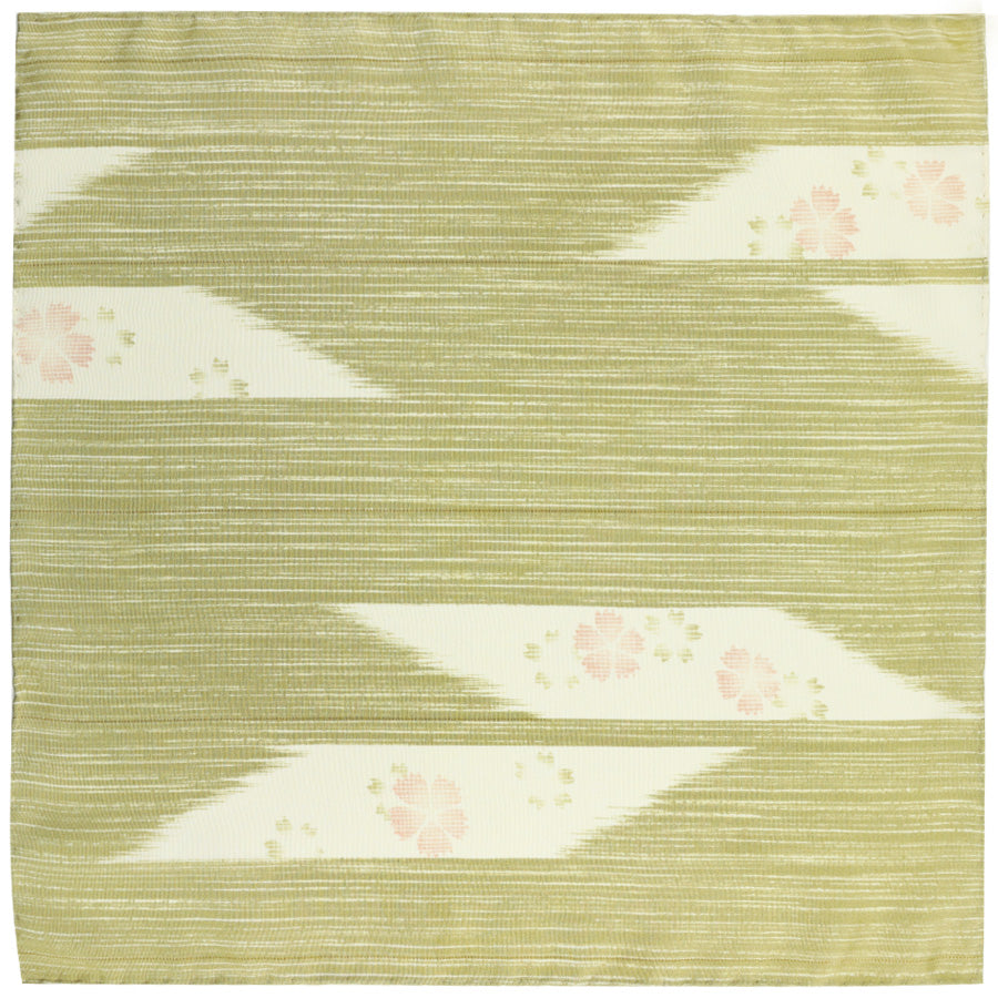 Vintage Kimono Silk Pocket Square - Olive