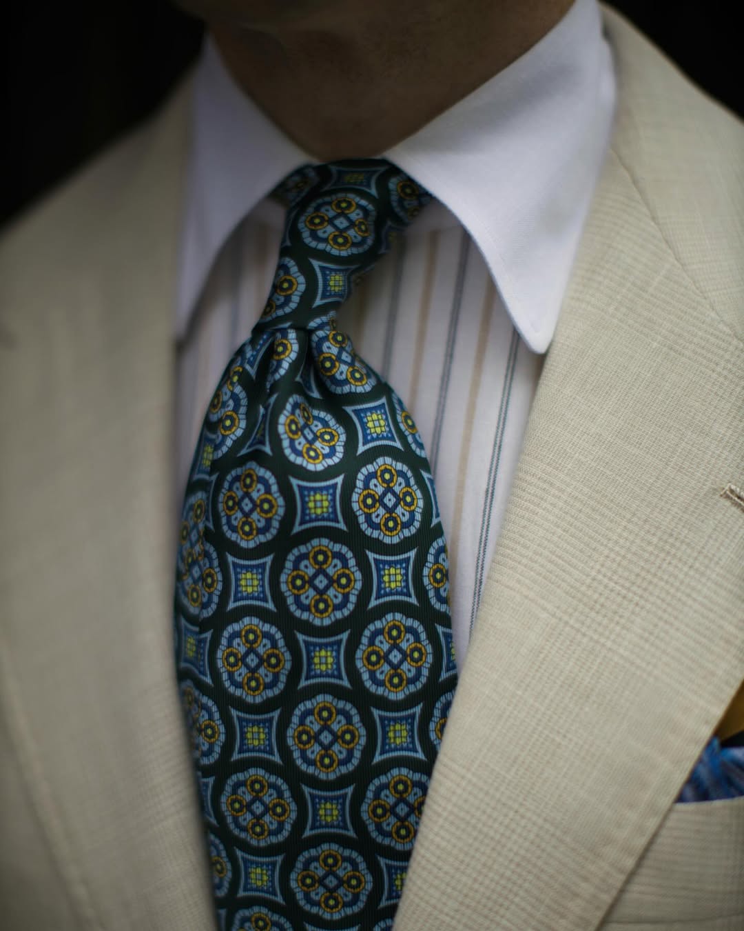 Floral Printed Silk Tie - Madder Green - Hand-Rolled