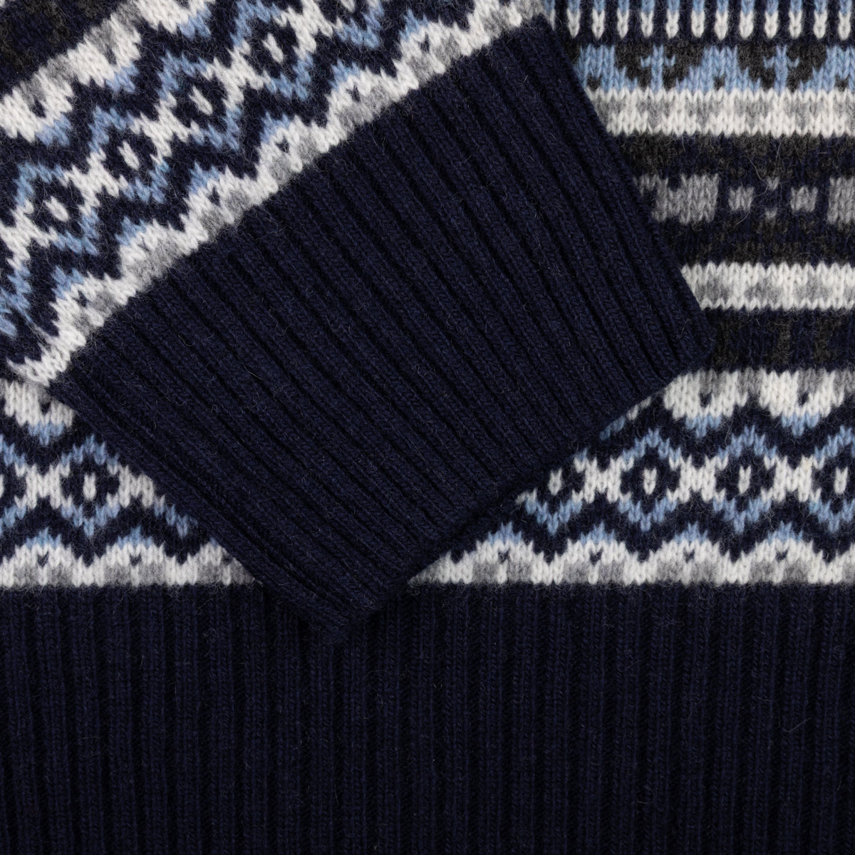 Fair Isle Wool / Cashmere Crewneck Sweater - Navy