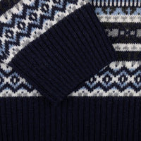 Fair Isle Wool / Cashmere Crewneck Sweater - Navy