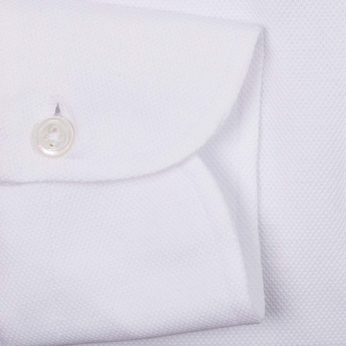Long Sleeved Polo Shirt - Curved Wide Spread - White