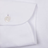 Long Sleeved Polo Shirt - Curved Wide Spread - White