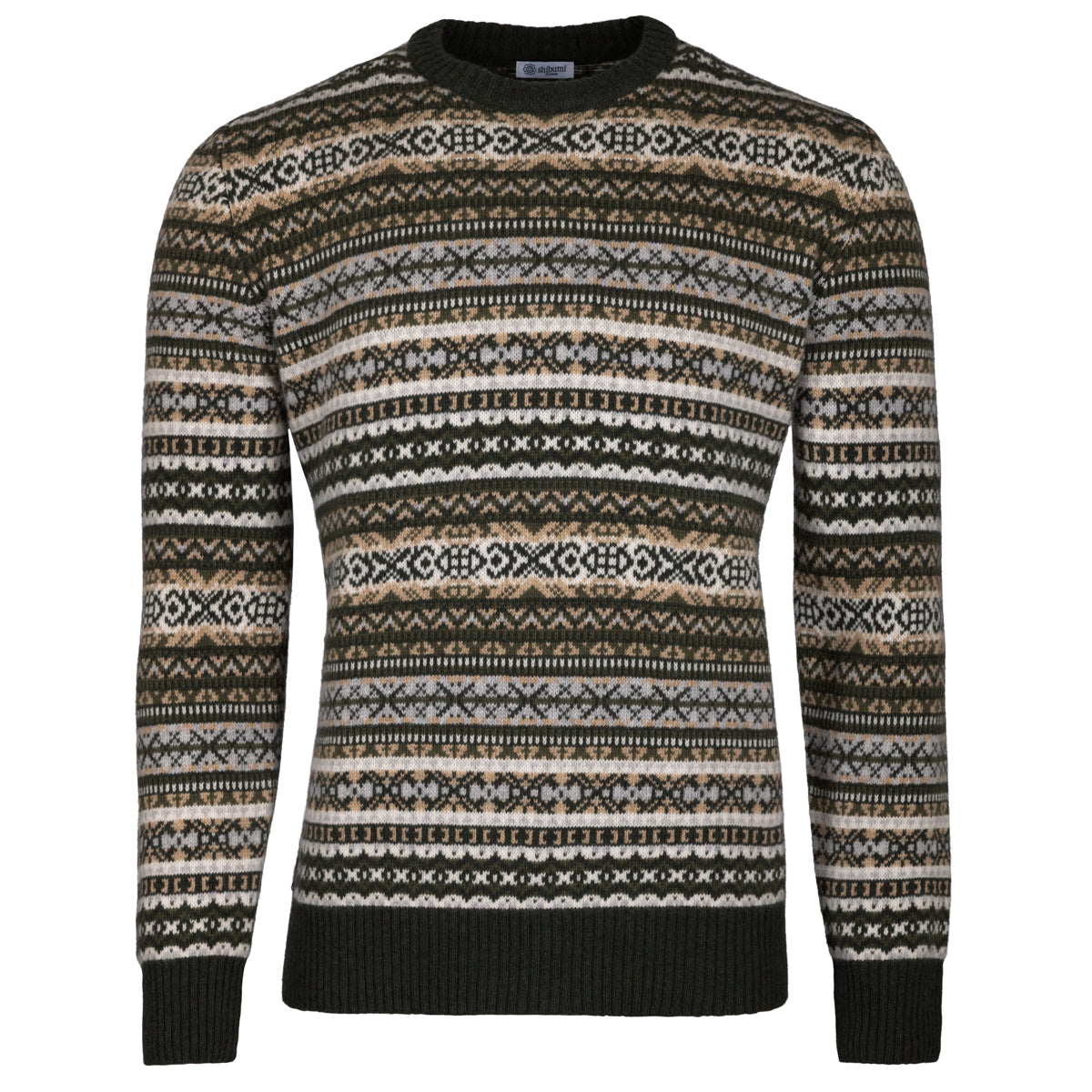 Fair Isle Wool / Cashmere Crewneck Sweater - Forest