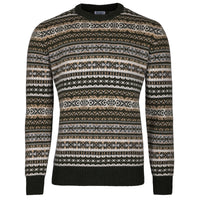Fair Isle Wool / Cashmere Crewneck Sweater - Forest