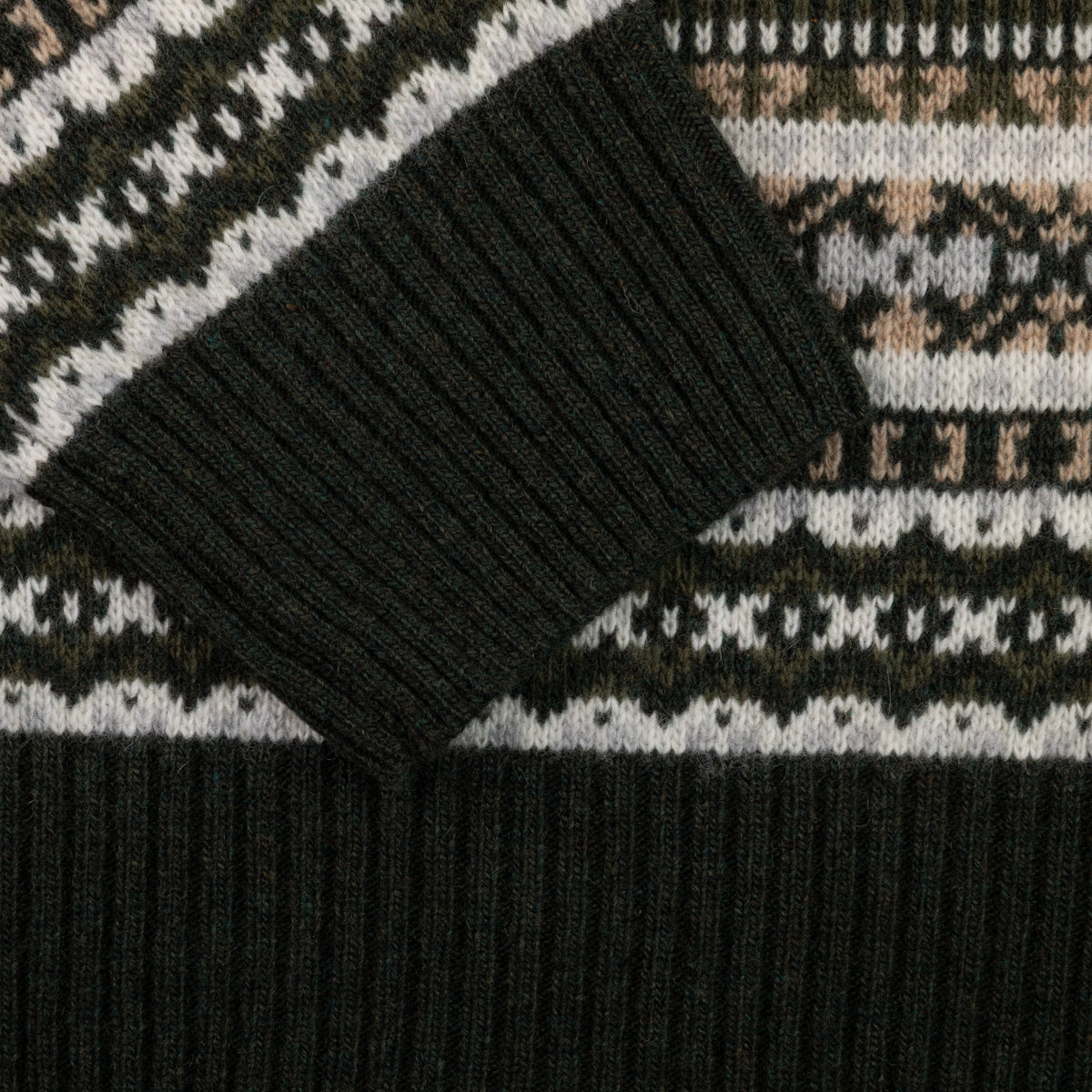 Fair Isle Wool / Cashmere Crewneck Sweater - Forest