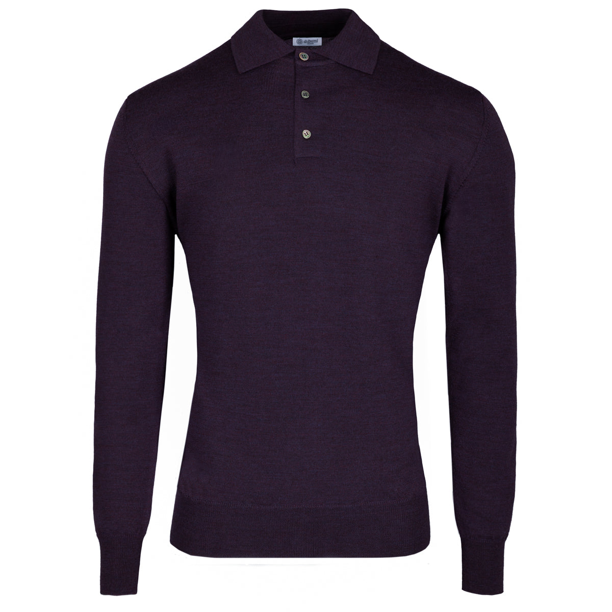 Merino Wool Knitted Polo - Eggplant