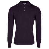Merino Wool Knitted Polo - Eggplant