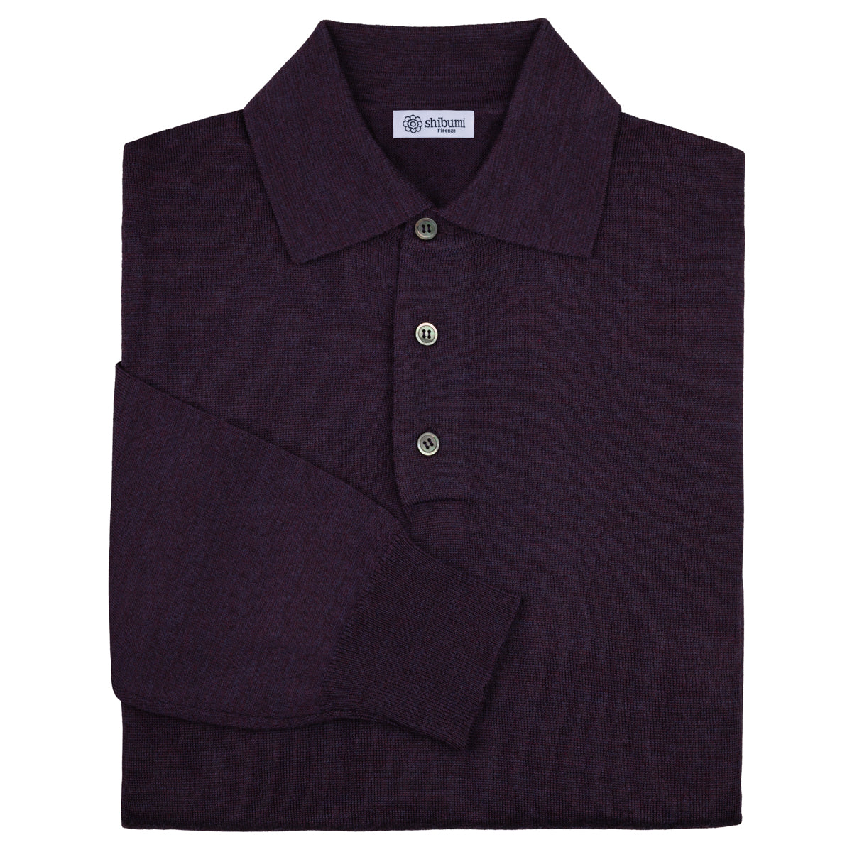 Merino Wool Knitted Polo - Eggplant