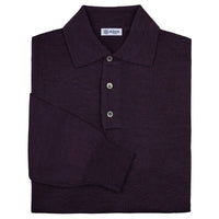 Merino Wool Knitted Polo - Eggplant