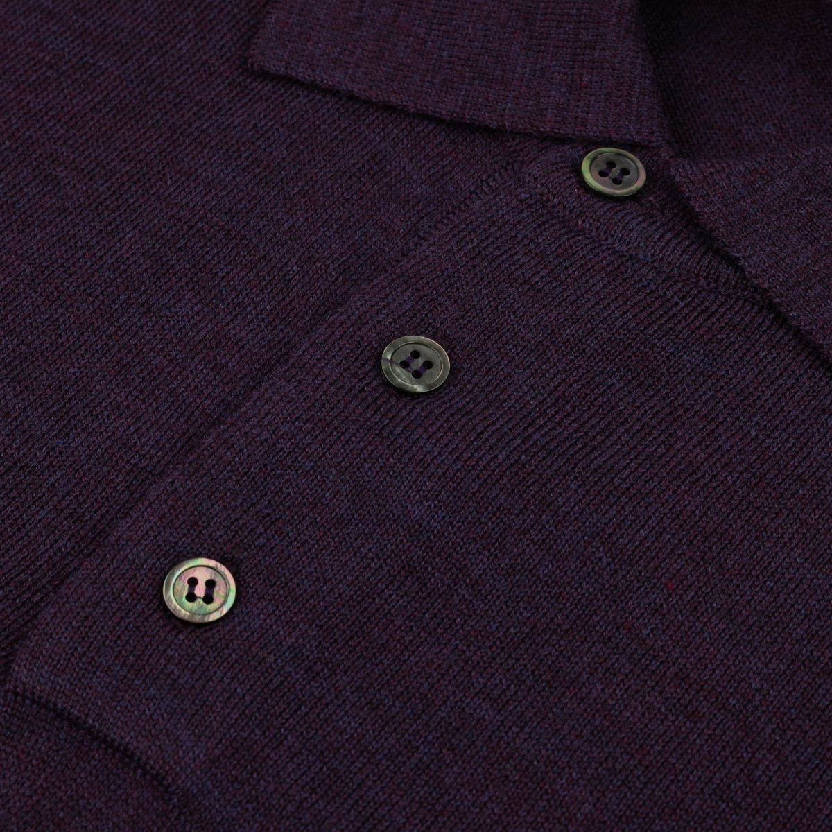 Merino Wool Knitted Polo - Eggplant