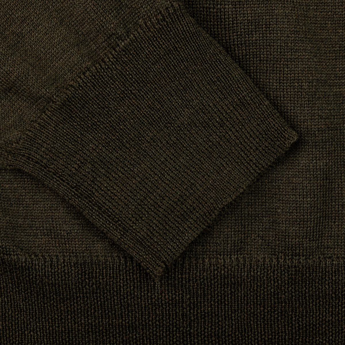 Merino Wool Knitted Polo - Dark Olive