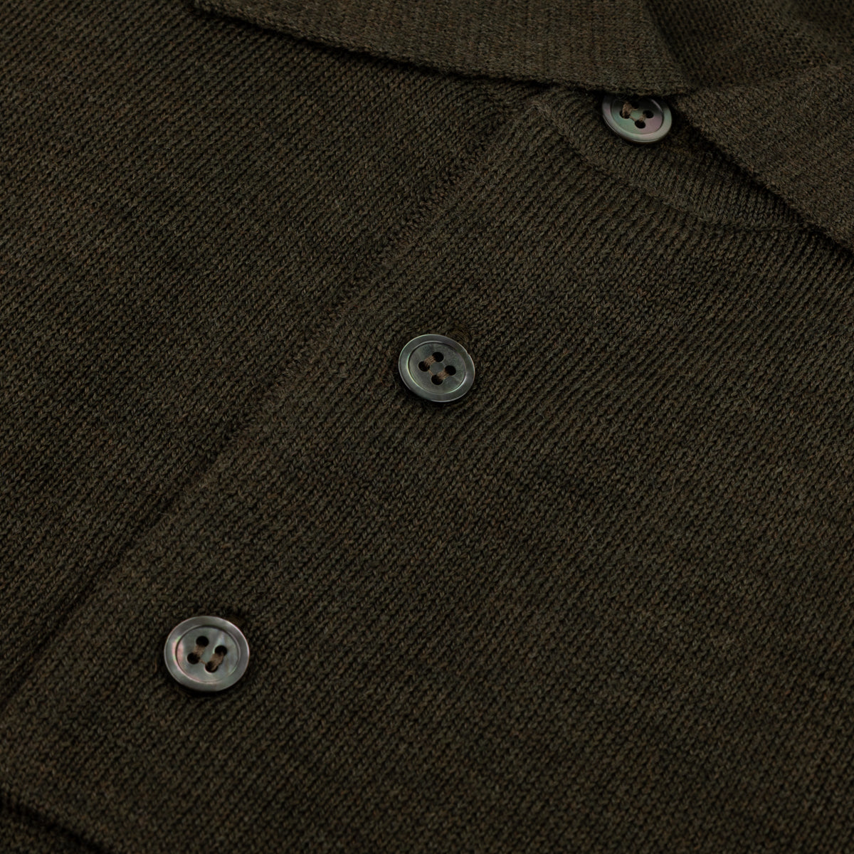 Merino Wool Knitted Polo - Dark Olive