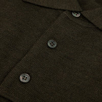 Merino Wool Knitted Polo - Dark Olive