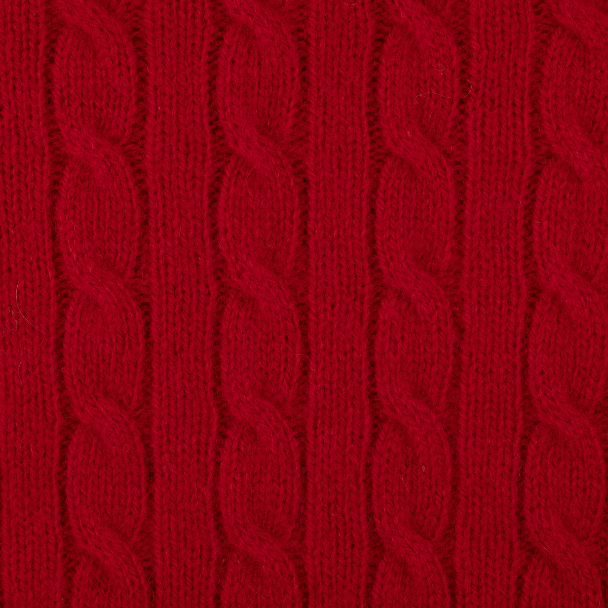 Cable Knit Wool Crewneck Sweater - Red