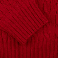 Cable Knit Wool Crewneck Sweater - Red