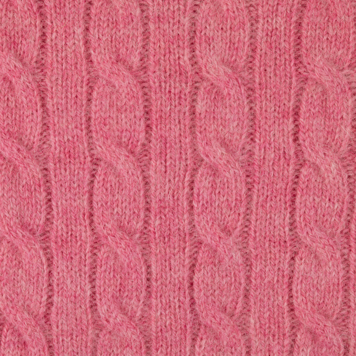 Cable Knit Wool Crewneck Sweater - Pink