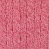 Cable Knit Wool Crewneck Sweater - Pink