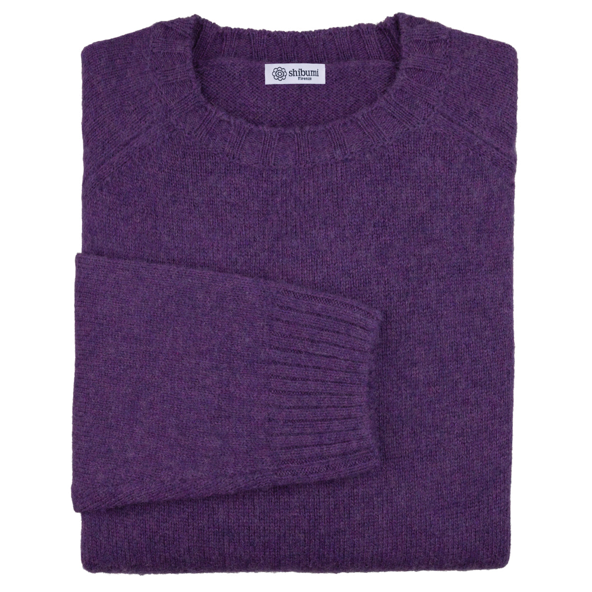 Brushed Wool Crewneck Sweater - Purple