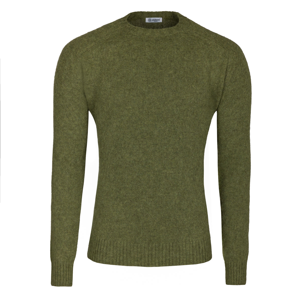 Brushed Wool Crewneck Sweater - Moss Green