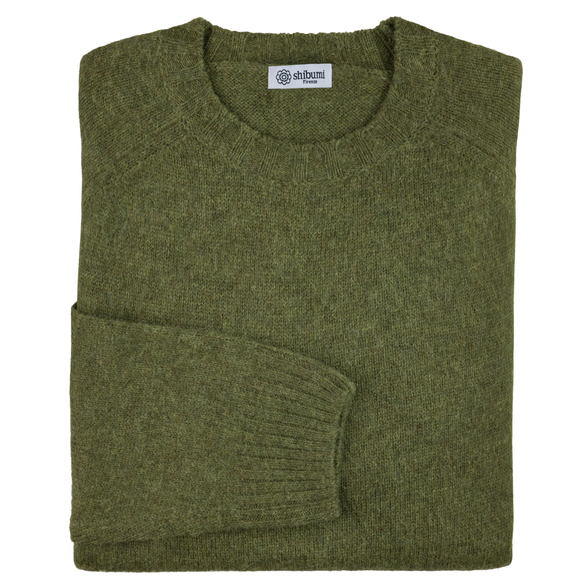 Brushed Wool Crewneck Sweater - Moss Green
